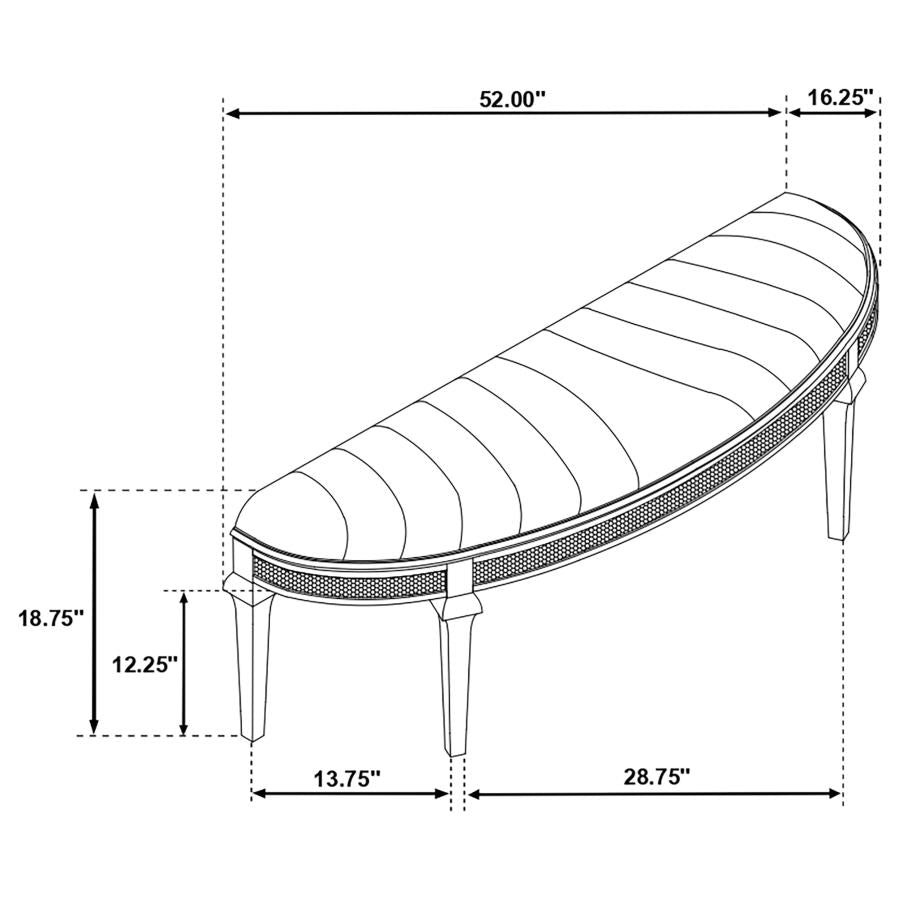 Evangeline Curved Fabric Upholstered Bench Silver Oak - Home & Sleep Outlet