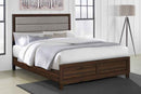 Welsley 50-inch Upholstered Eastern King Bed Walnut - Home & Sleep Outlet