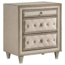 Antonella Upholstered 3-drawer Nightstand Ivory and Camel