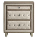 Antonella Upholstered 3-drawer Nightstand Ivory and Camel