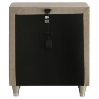 Antonella Upholstered 3-drawer Nightstand Ivory and Camel