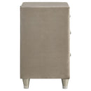 Antonella Upholstered 3-drawer Nightstand Ivory and Camel