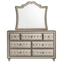 Antonella 7-drawer Upholstered Dresser with Mirror Ivory