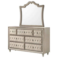 Antonella 7-drawer Upholstered Dresser with Mirror Ivory