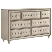 Antonella 7-drawer Upholstered Dresser Ivory and Camel