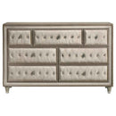 Antonella 7-drawer Upholstered Dresser Ivory and Camel