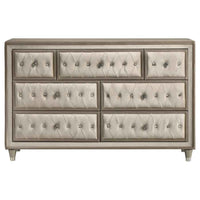 Antonella 7-drawer Upholstered Dresser Ivory and Camel