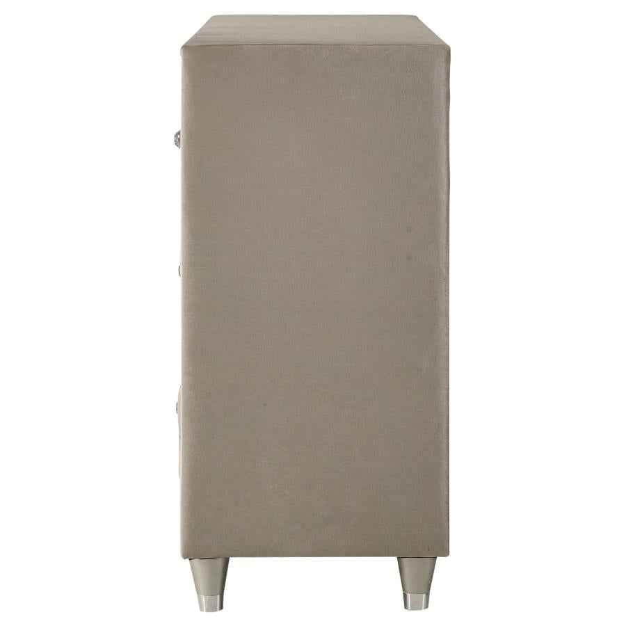 Antonella 7-drawer Upholstered Dresser Ivory and Camel