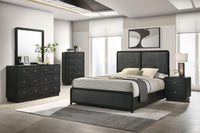 Cavelle 51-inch Upholstered Eastern King Panel Bed Black