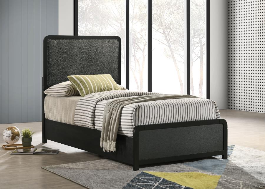 Home & Sleep Outlet - Cavelle 51-inch Upholstered Twin Panel Bed Black