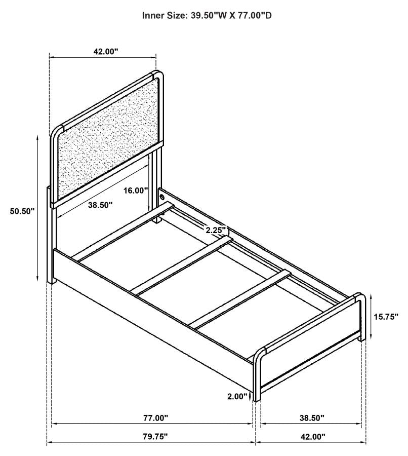 Home & Sleep Outlet - Cavelle 51-inch Upholstered Twin Panel Bed Black