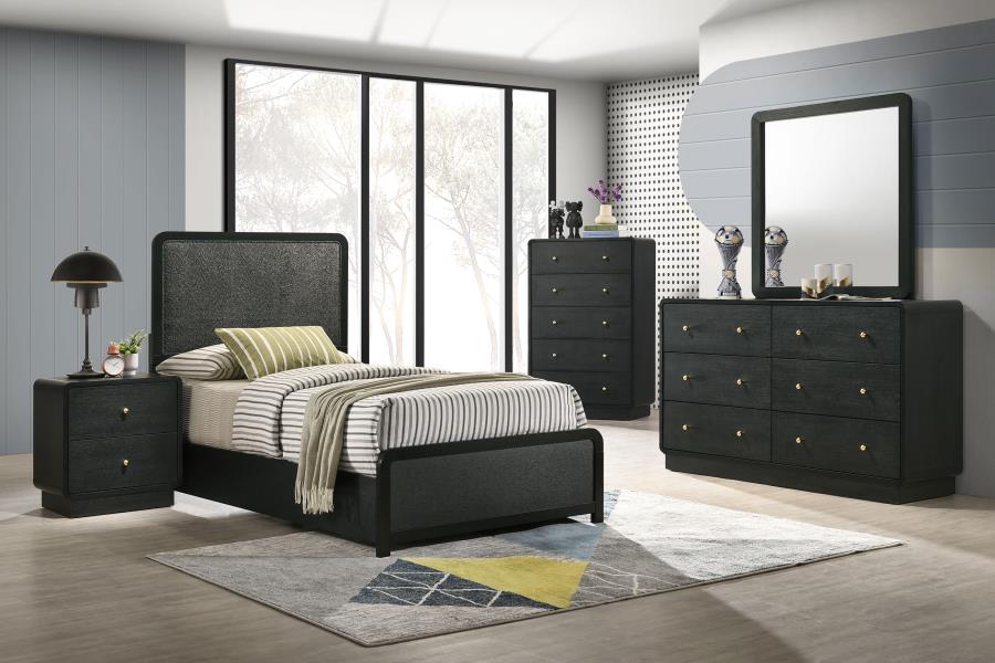 Home & Sleep Outlet - Cavelle 51-inch Upholstered Twin Panel Bed Black