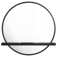 Arini Round Vanity Wall Mirror with Shelf Black