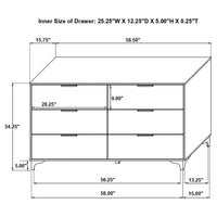 Kendall 6-drawer Dresser White