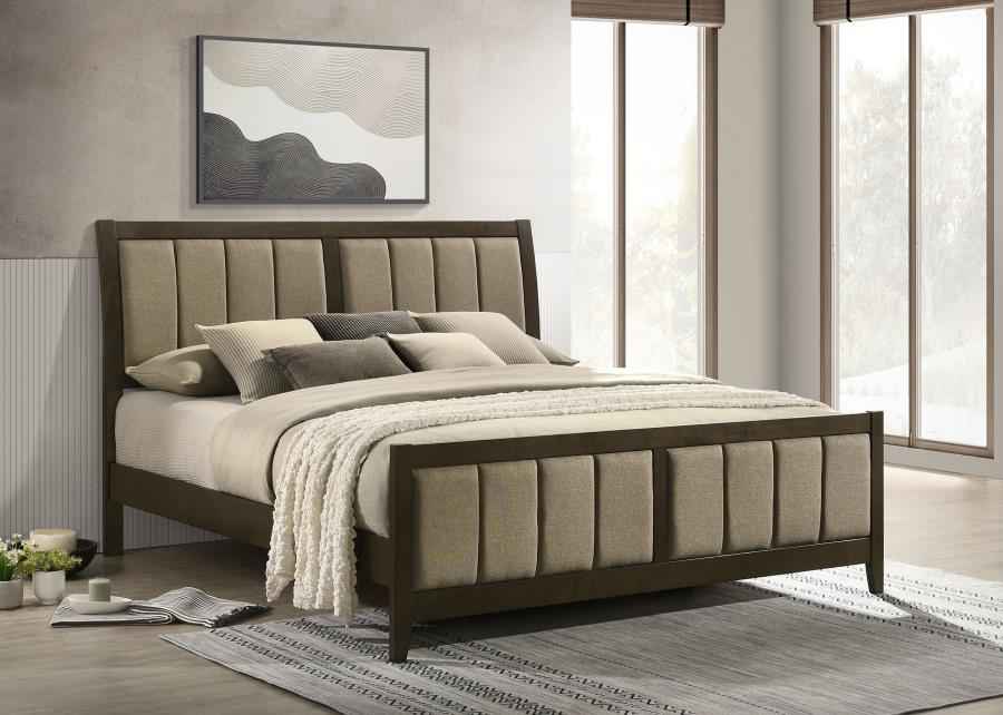 Wilkes 51-inch Upholstered Eastern King Bed Dark Cocoa