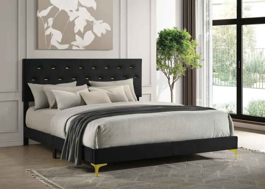 Kendall Upholstered California King Panel Bed Black