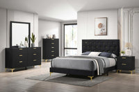 Kendall Upholstered Queen Panel Bed Black