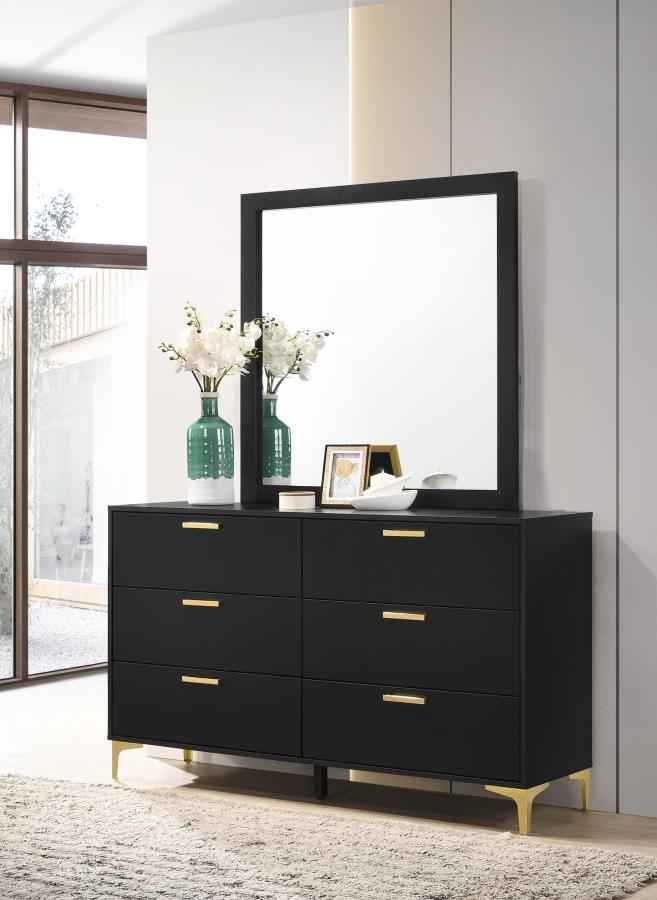 Kendall 6-drawer Dresser with Mirror Black
