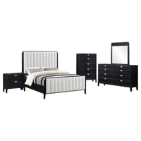 Brookmead 5-piece Upholstered Cal King Bedroom Set Black