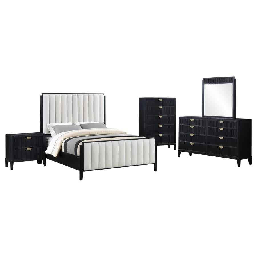 Brookmead 5-piece Upholstered Cal King Bedroom Set Black