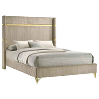 Lucia 61-inch Upholstered Eastern King Wingback Bed Beige - Home & Sleep Outlet