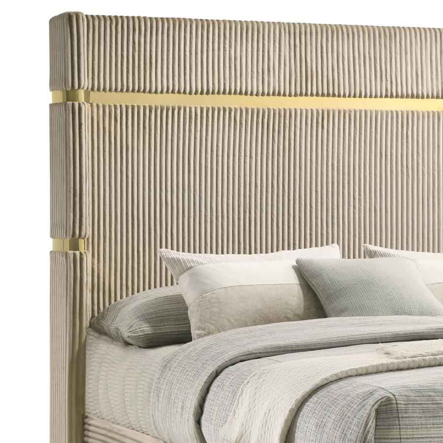 Lucia 61-inch Upholstered Eastern King Wingback Bed Beige - Home & Sleep Outlet