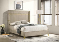 Lucia 61-inch Upholstered Queen Wingback Bed Beige - Home & Sleep Outlet