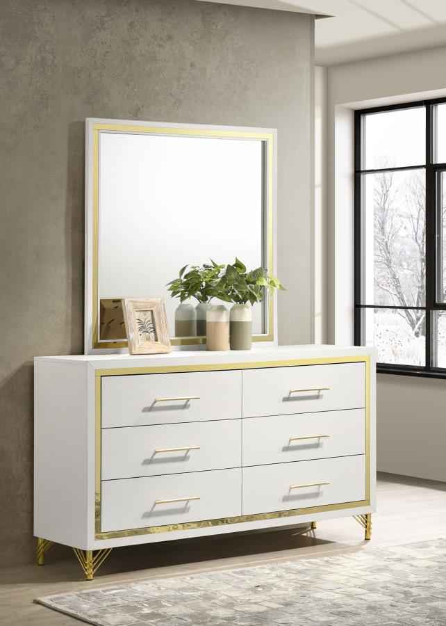 Lucia 6-drawer Dresser with Mirror White - Home & Sleep Outlet