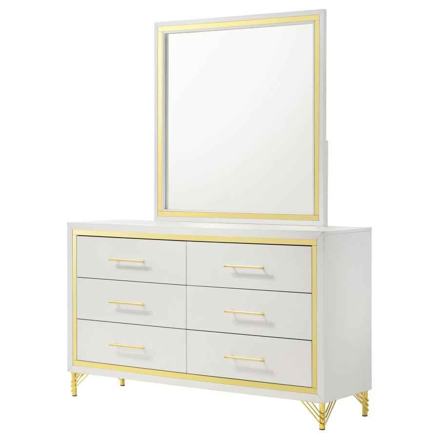 Lucia 6-drawer Dresser with Mirror White - Home & Sleep Outlet