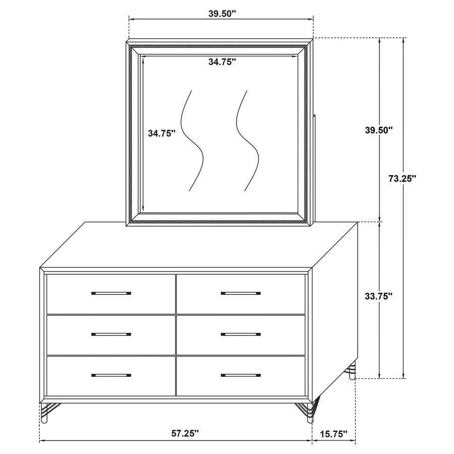 Lucia 6-drawer Dresser with Mirror White - Home & Sleep Outlet