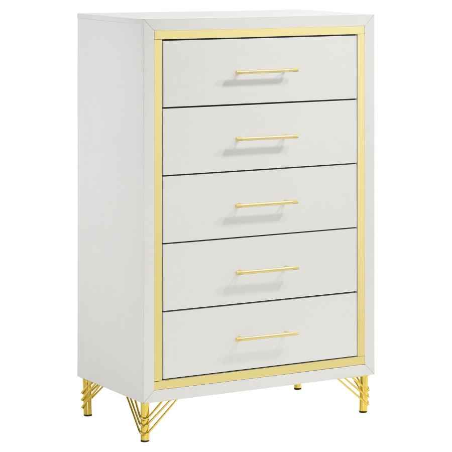 Lucia 5-drawer Bedroom Chest of Drawers White - Home & Sleep Outlet
