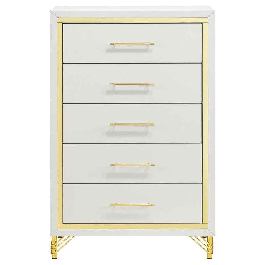 Lucia 5-drawer Bedroom Chest of Drawers White - Home & Sleep Outlet