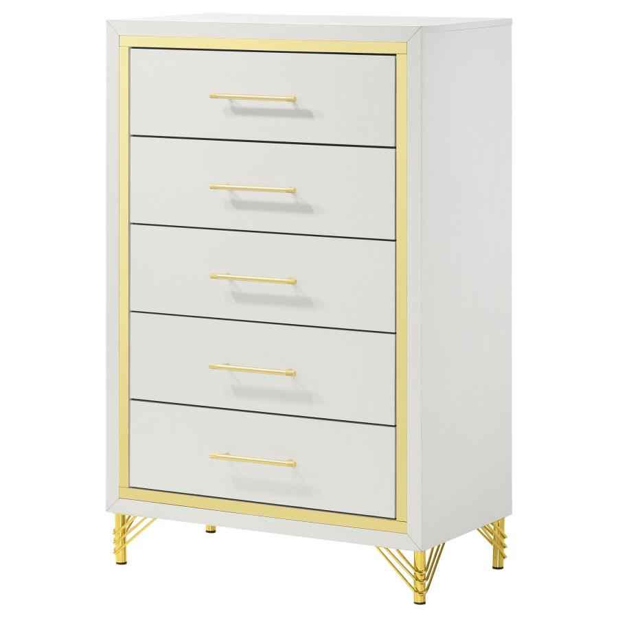 Lucia 5-drawer Bedroom Chest of Drawers White - Home & Sleep Outlet