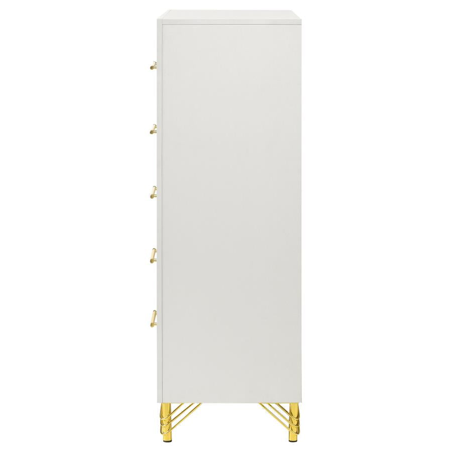 Lucia 5-drawer Bedroom Chest of Drawers White - Home & Sleep Outlet