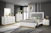 Caraway Wood Eastern King LED Panel Bed White - Home & Sleep Outlet