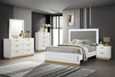 Caraway Wood California King LED Panel Bed White - Home & Sleep Outlet