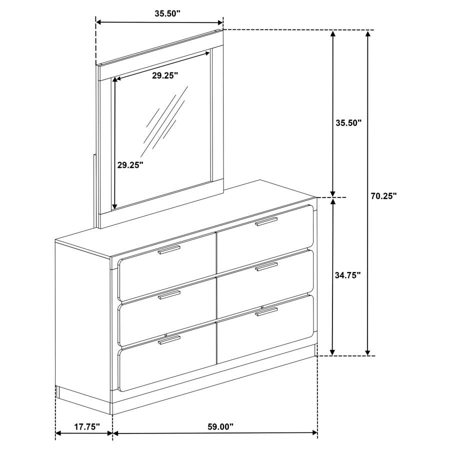 Caraway 6-drawer Dresser with Mirror White - Home & Sleep Outlet