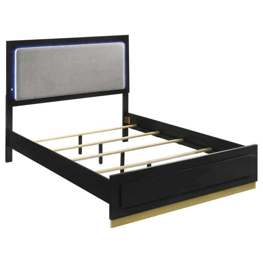 Caraway Wood California King LED Panel Bed Black - Home & Sleep Outlet