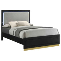 Caraway Wood California King LED Panel Bed Black - Home & Sleep Outlet