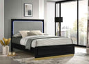 Caraway Wood Queen LED Panel Bed Black - Home & Sleep Outlet