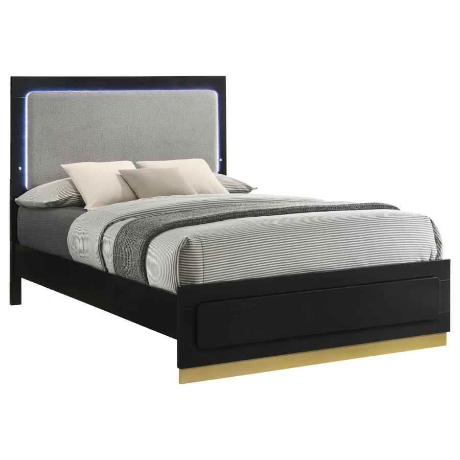Caraway Wood Queen LED Panel Bed Black - Home & Sleep Outlet