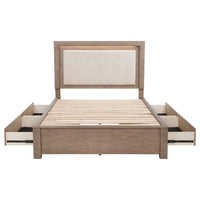 Kenora 56-inch Queen LED Storage Bed Barley Brown