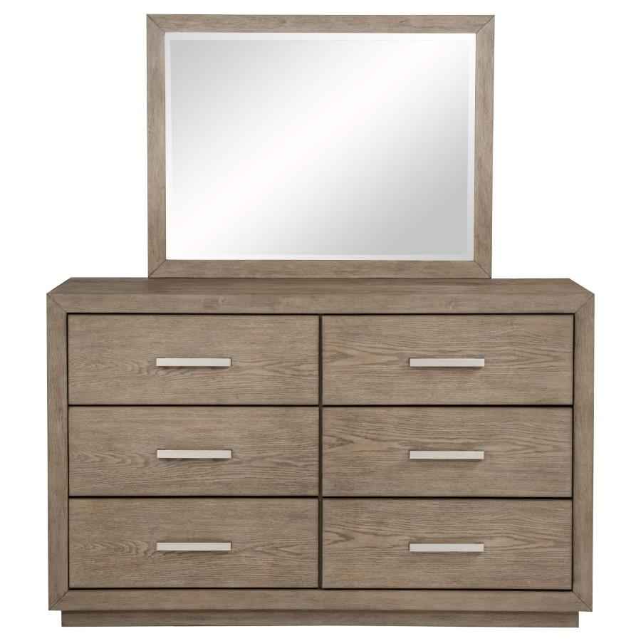 Kenora 6-drawer Dresser and Mirror Barley Brown