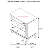 Granada 2-drawer Glass Top Nightstand Natural Pine