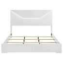 Ives Eastern King Panel Bed LED Headboard White High Gloss