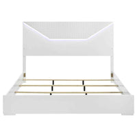 Ives Eastern King Panel Bed LED Headboard White High Gloss