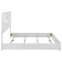 Ives Eastern King Panel Bed LED Headboard White High Gloss