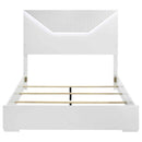 Ives Queen Panel Bed LED Headboard White High Gloss