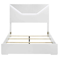 Ives Queen Panel Bed LED Headboard White High Gloss