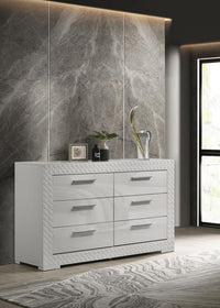 Ives 6-drawer Dresser Cabinet White High Gloss
